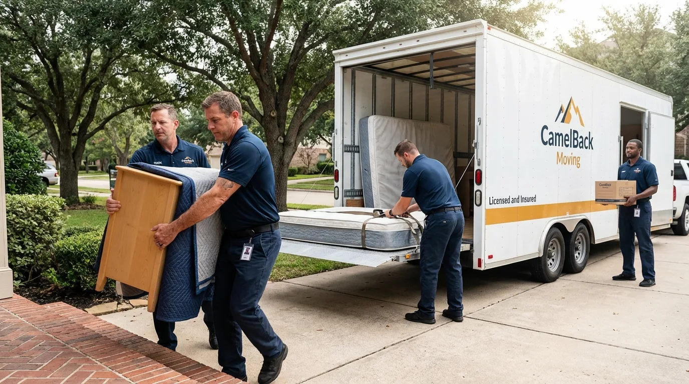 Crew loading residential truck for cross-state move from Clarence Center, NY