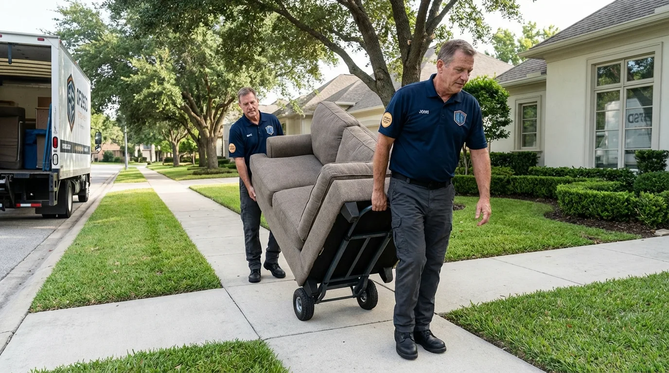 Local residential moving crew loading furniture in Clarence Center, NY